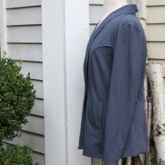 Nic + Zoe Slate Blue Knit Cotton Blend 1 Button Cardigan Blazer Jacket Sz LARGE - Picture 6 of 9